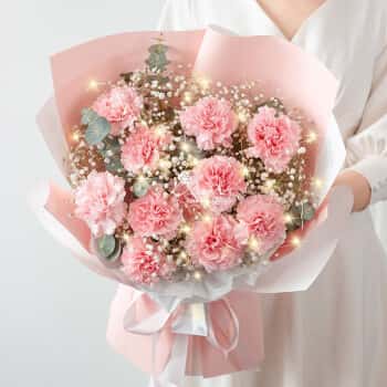 百花馆鲜花速递康乃馨花束真花生日送妈妈长辈母亲节鲜花同城配送当日达温情满满|U39	