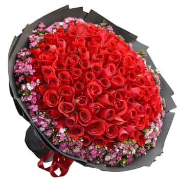 来一客99朵红玫瑰花束鲜花速递同城配送全国表白求婚礼物99朵红玫瑰女神款	