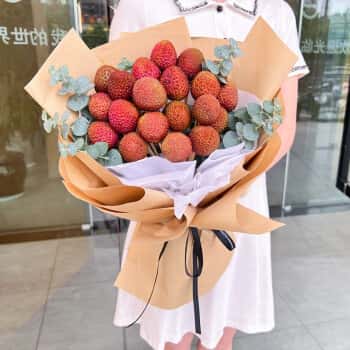 幽客玉品鲜花速递荔枝水果西瓜花束送女友闺蜜表白礼物全国同城配送19颗荔枝花束	