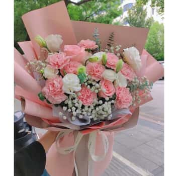 鲜花情母亲节康乃馨玫瑰花束同城配送速递送长辈老师	